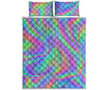 Psychedelic Holographic Trippy Print Quilt Bed Set