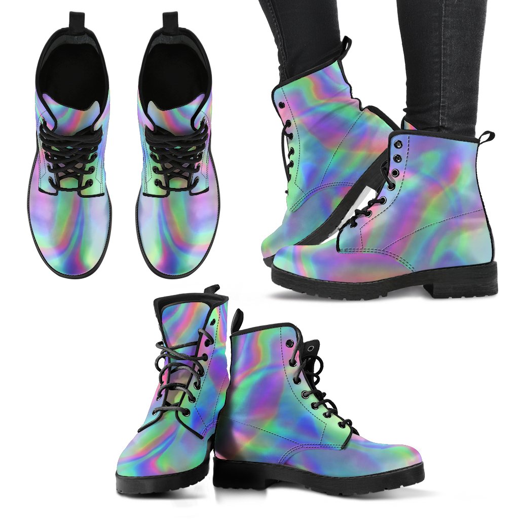 Psychedelic Holographic Trippy Print Women's Boots GearFrost