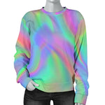 Psychedelic Holographic Trippy Print Women's Crewneck Sweatshirt GearFrost