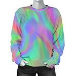 Psychedelic Holographic Trippy Print Women's Crewneck Sweatshirt GearFrost