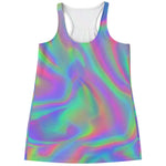 Psychedelic Holographic Trippy Print Women's Racerback Tank Top