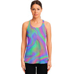 Psychedelic Holographic Trippy Print Women's Racerback Tank Top