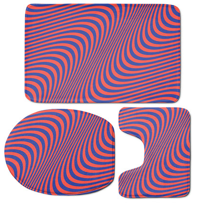 Psychedelic Illusion Print 3 Piece Bath Mat Set
