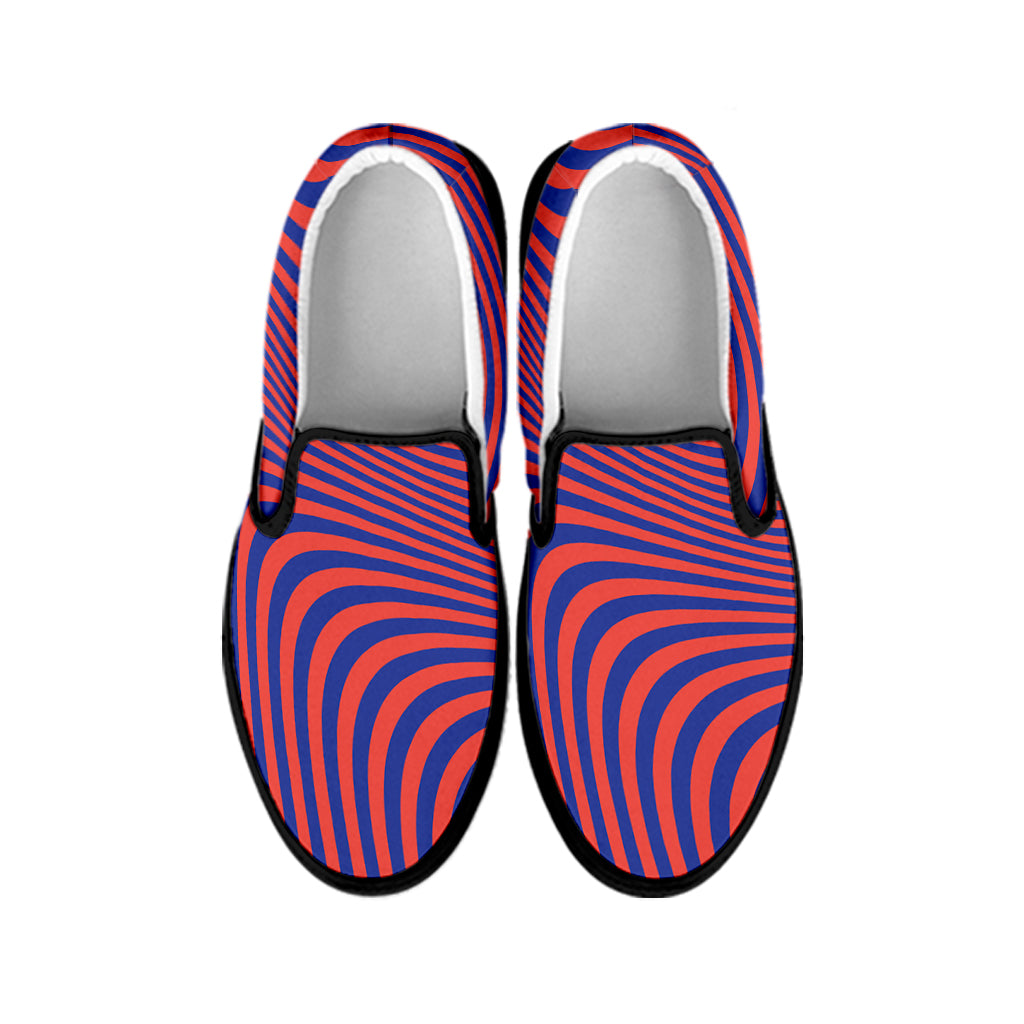 Psychedelic Illusion Print Black Slip On Shoes