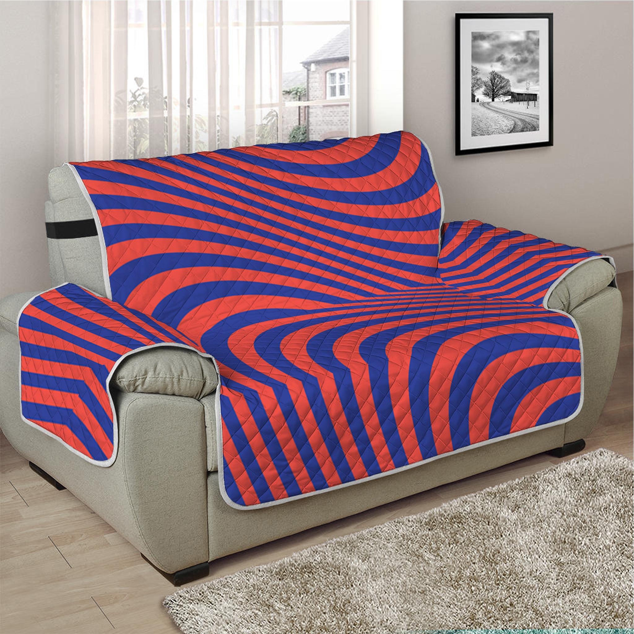 Psychedelic Illusion Print Half Sofa Protector