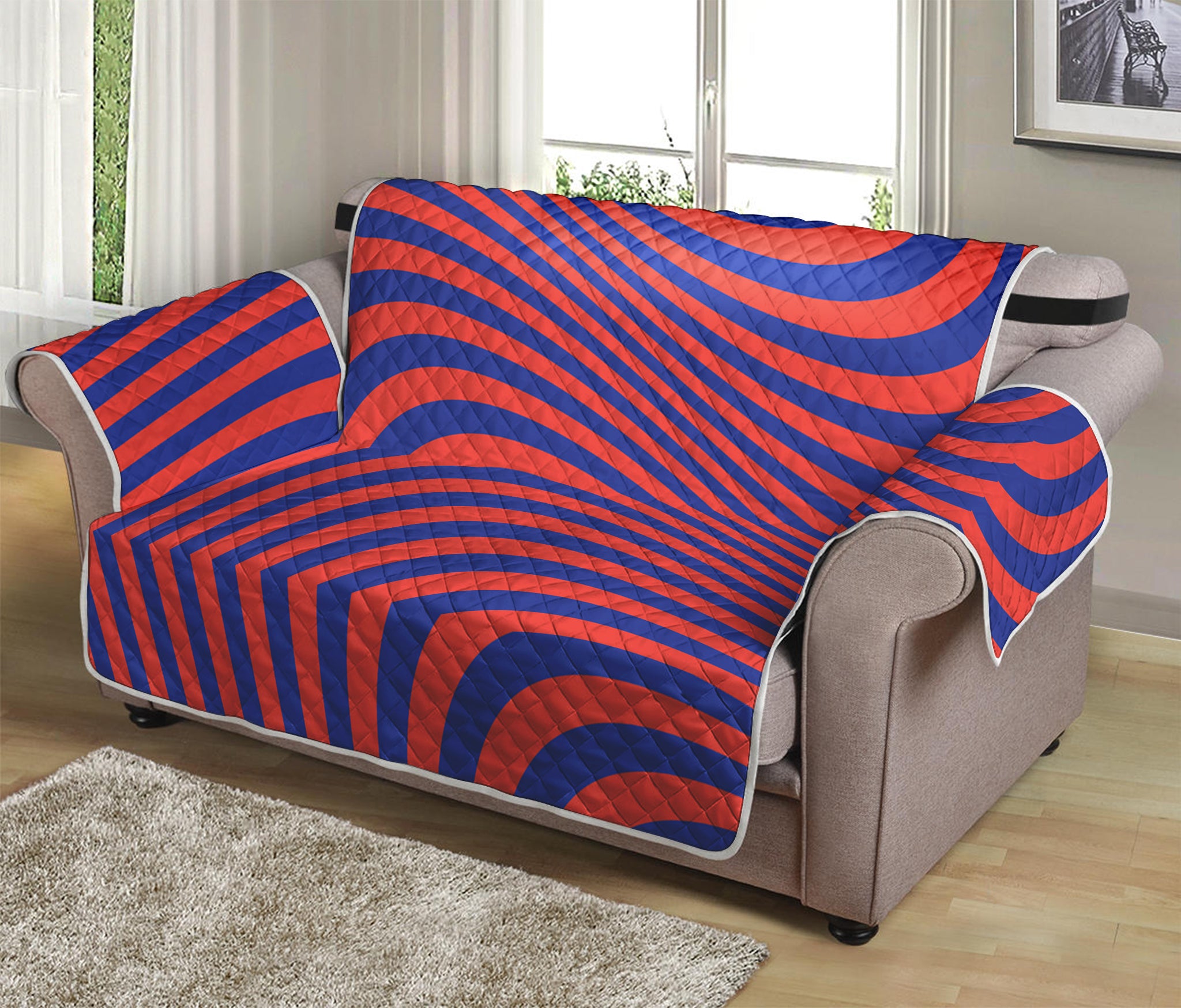 Psychedelic Illusion Print Loveseat Protector