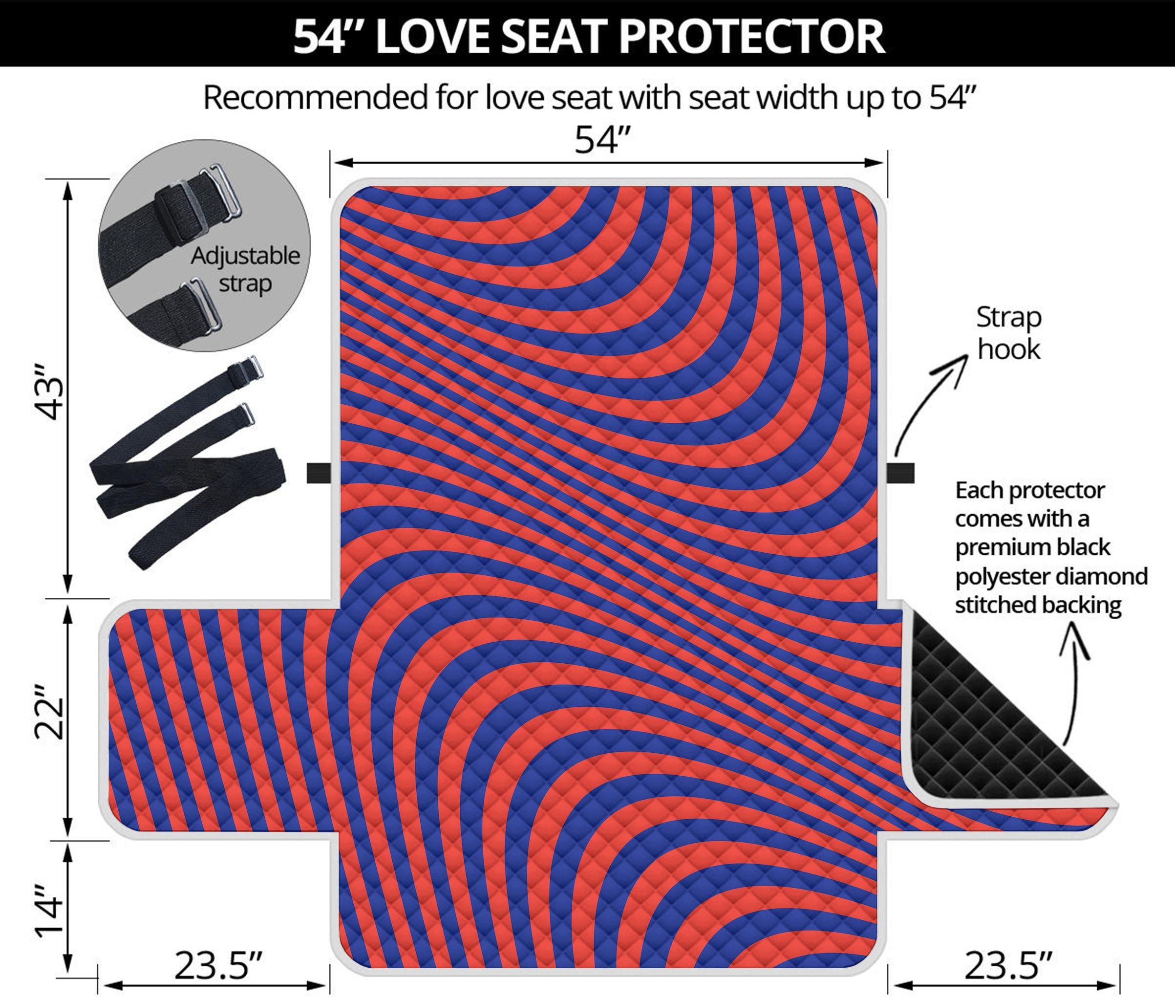 Psychedelic Illusion Print Loveseat Protector