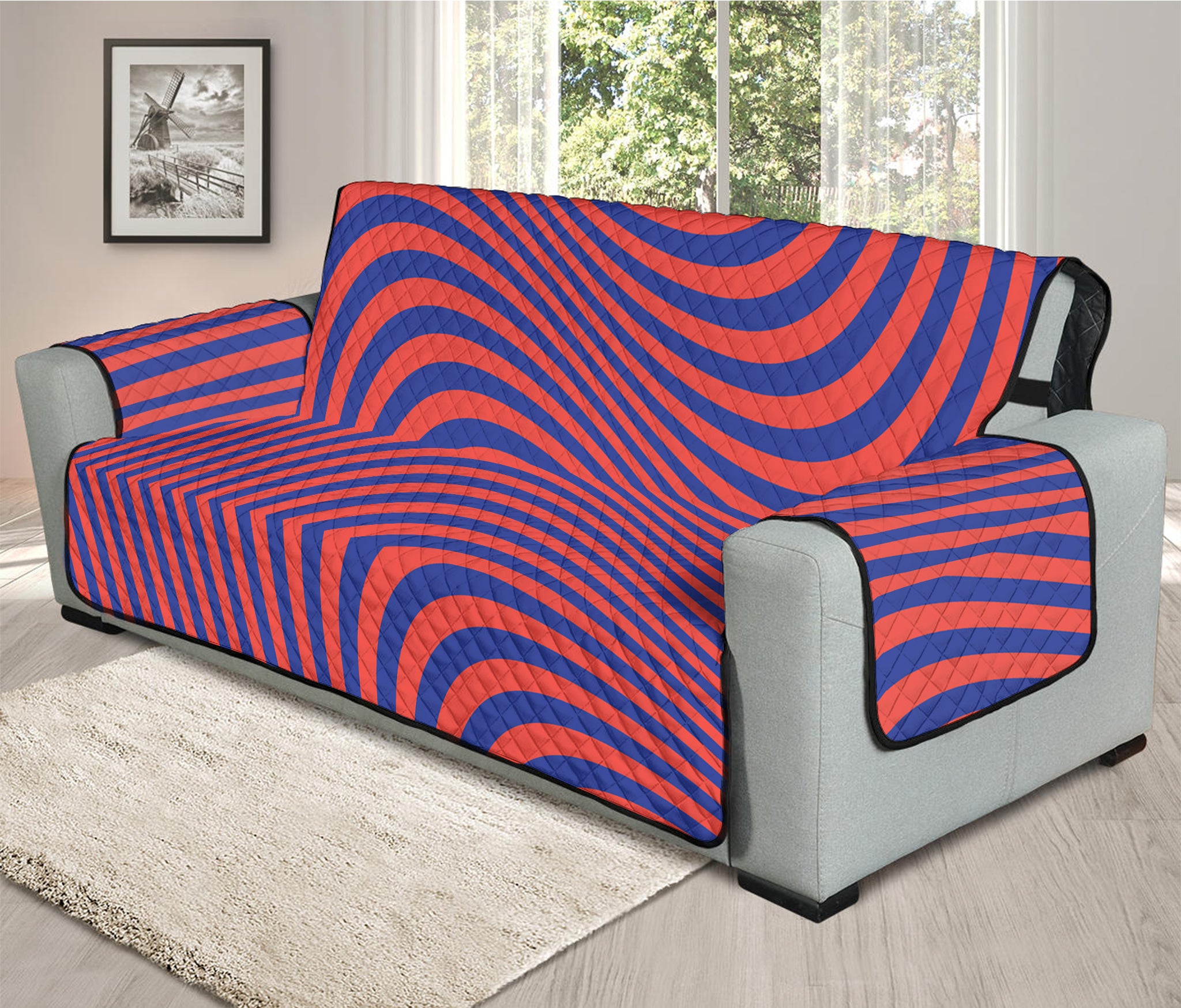 Psychedelic Illusion Print Oversized Sofa Protector