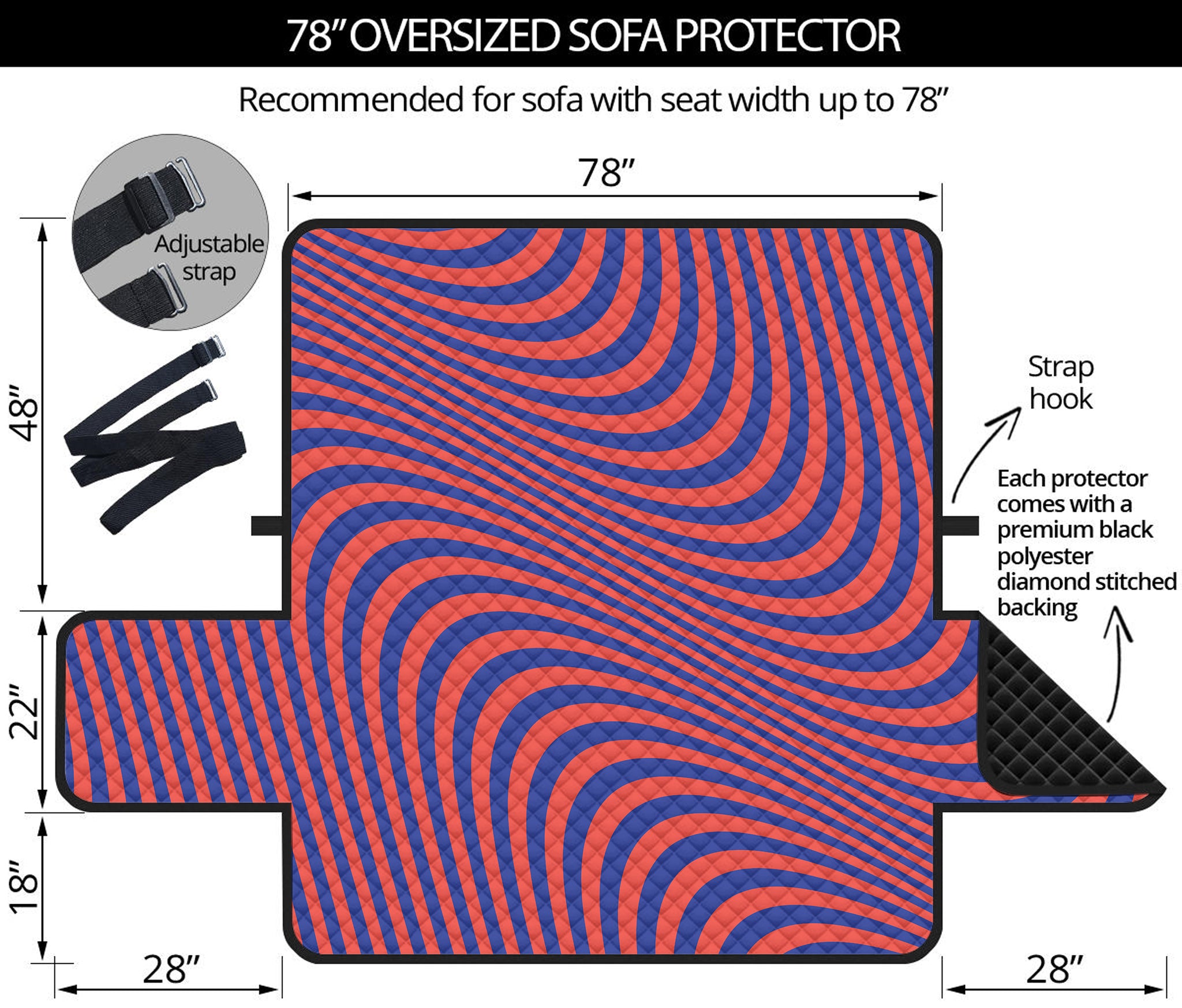 Psychedelic Illusion Print Oversized Sofa Protector