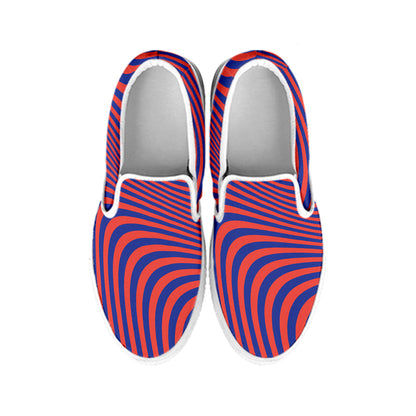 Psychedelic Illusion Print White Slip On Shoes