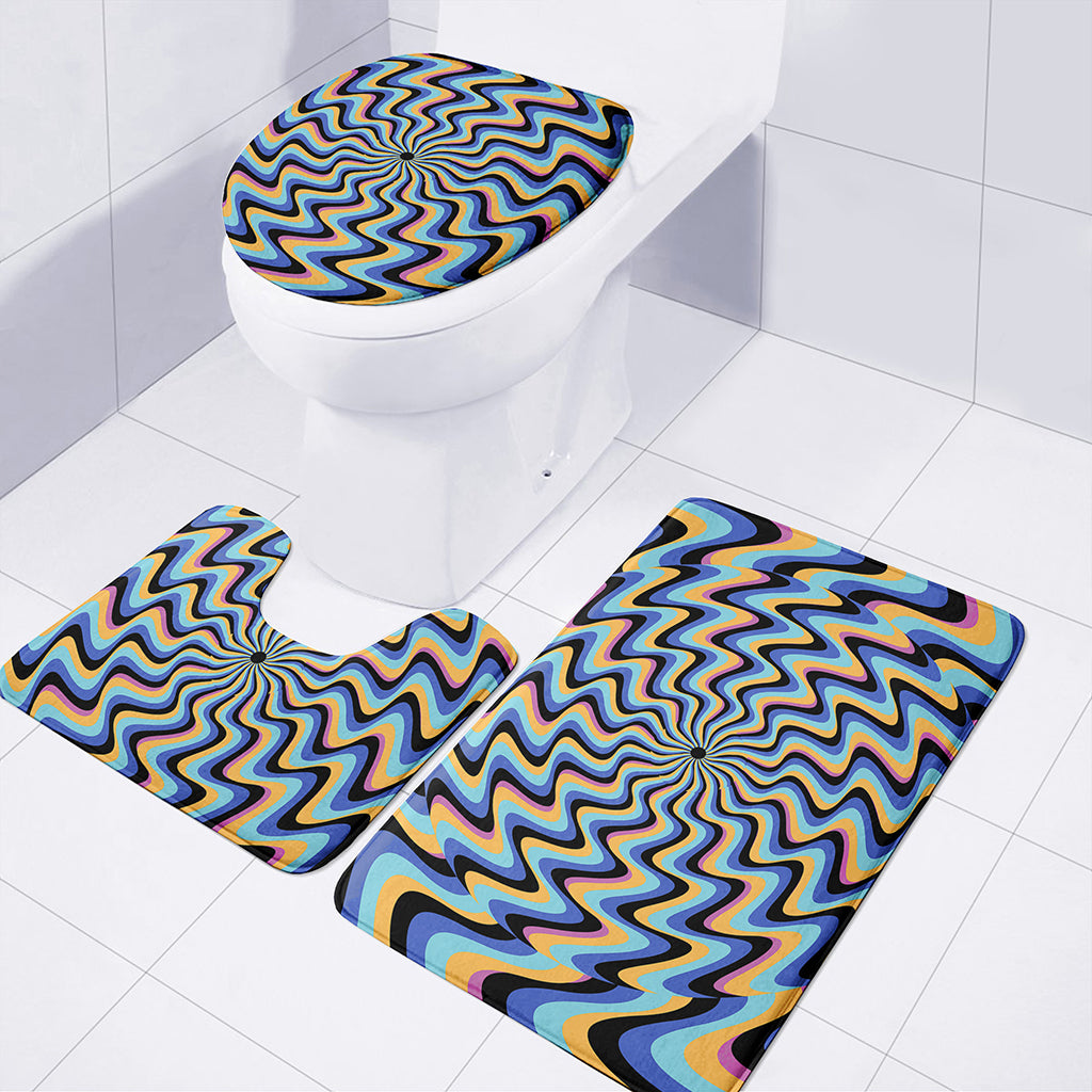 Psychedelic Illusory Motion Print 3 Piece Bath Mat Set