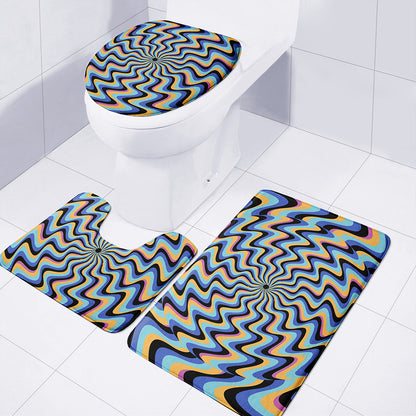 Psychedelic Illusory Motion Print 3 Piece Bath Mat Set