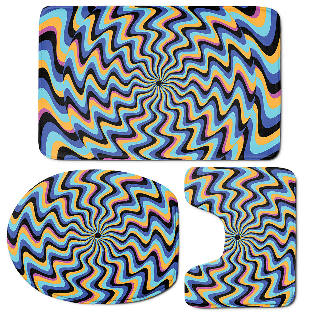 Psychedelic Illusory Motion Print 3 Piece Bath Mat Set