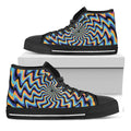 Psychedelic Illusory Motion Print Black High Top Sneakers