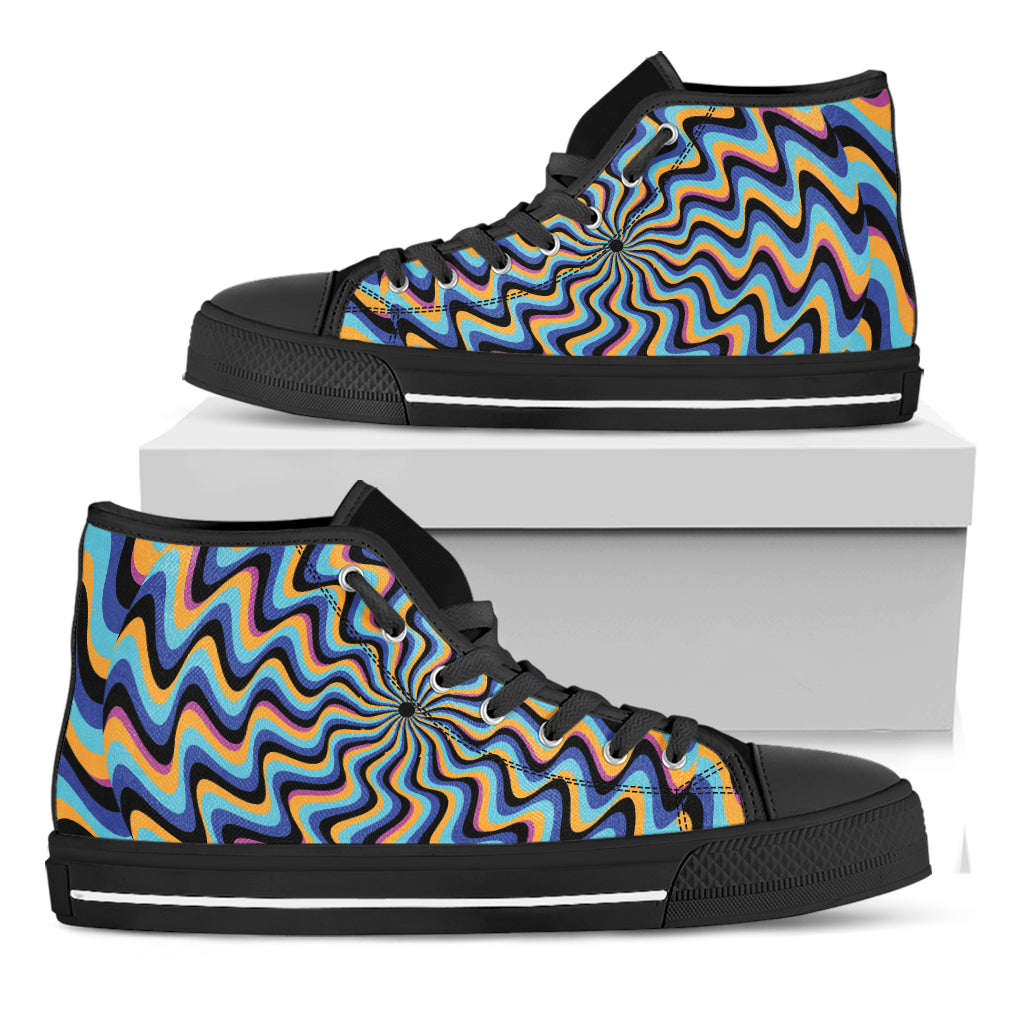 Psychedelic Illusory Motion Print Black High Top Shoes