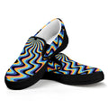 Psychedelic Illusory Motion Print Black Slip On Sneakers