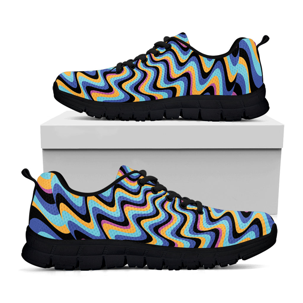 Psychedelic Illusory Motion Print Black Sneakers