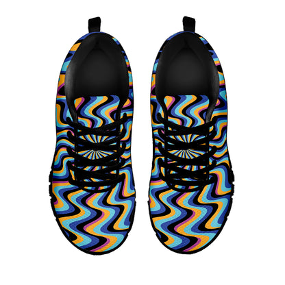 Psychedelic Illusory Motion Print Black Sneakers