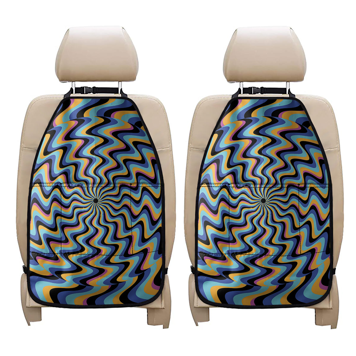 Psychedelic Illusory Motion Print Car Seat Organizers