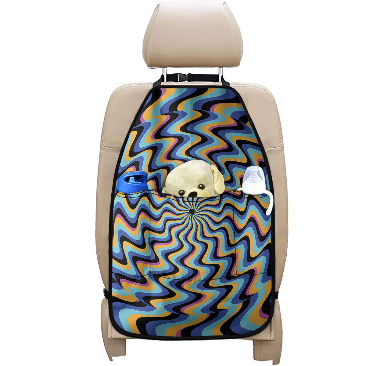 Psychedelic Illusory Motion Print Car Seat Organizers
