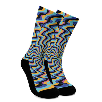Psychedelic Illusory Motion Print Crew Socks