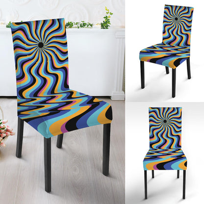 Psychedelic Illusory Motion Print Dining Chair Slipcover