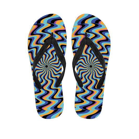 Psychedelic Illusory Motion Print Flip Flops