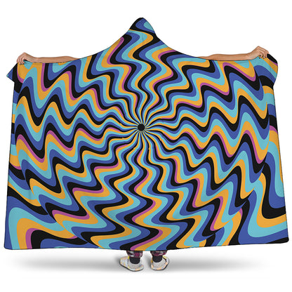 Psychedelic Illusory Motion Print Hooded Blanket
