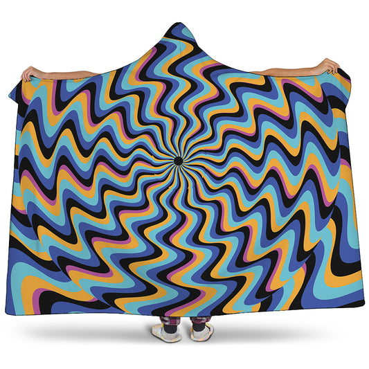 Psychedelic Illusory Motion Print Hooded Blanket