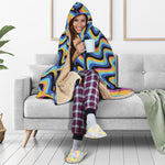 Psychedelic Illusory Motion Print Hooded Blanket