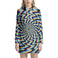 Psychedelic Illusory Motion Print Pullover Hoodie Dress