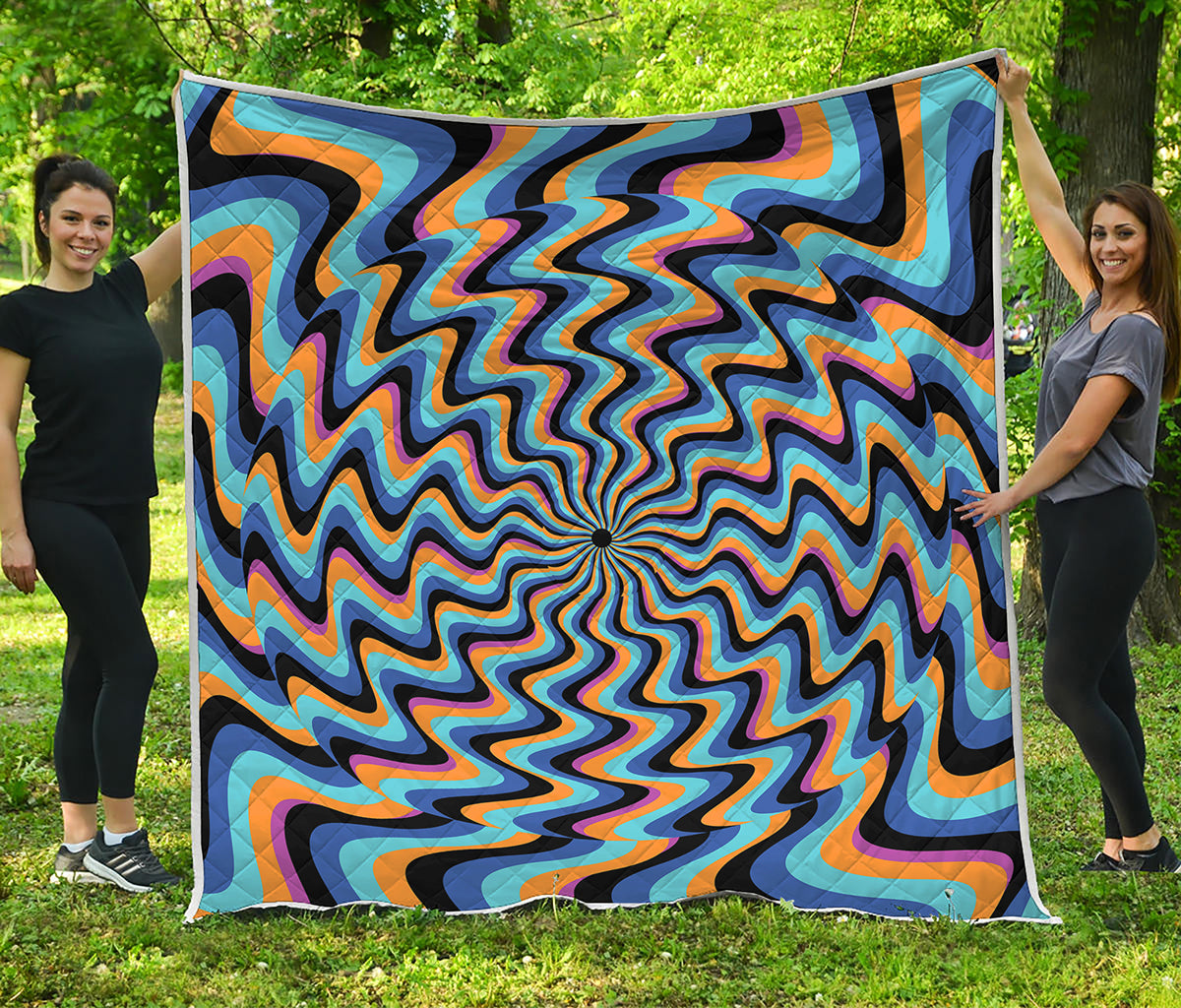 Psychedelic Illusory Motion Print Quilt