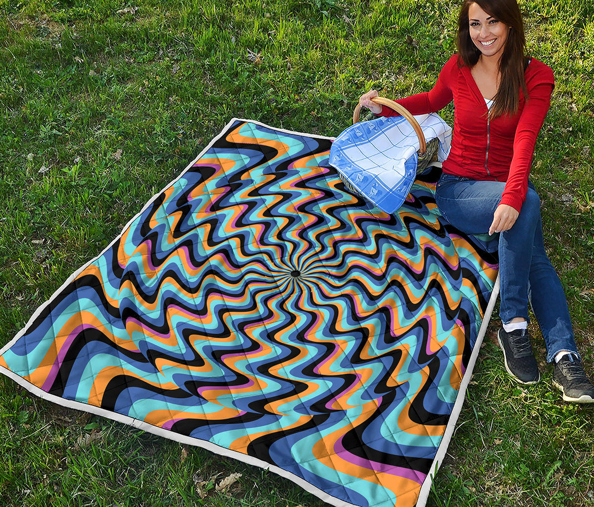 Psychedelic Illusory Motion Print Quilt