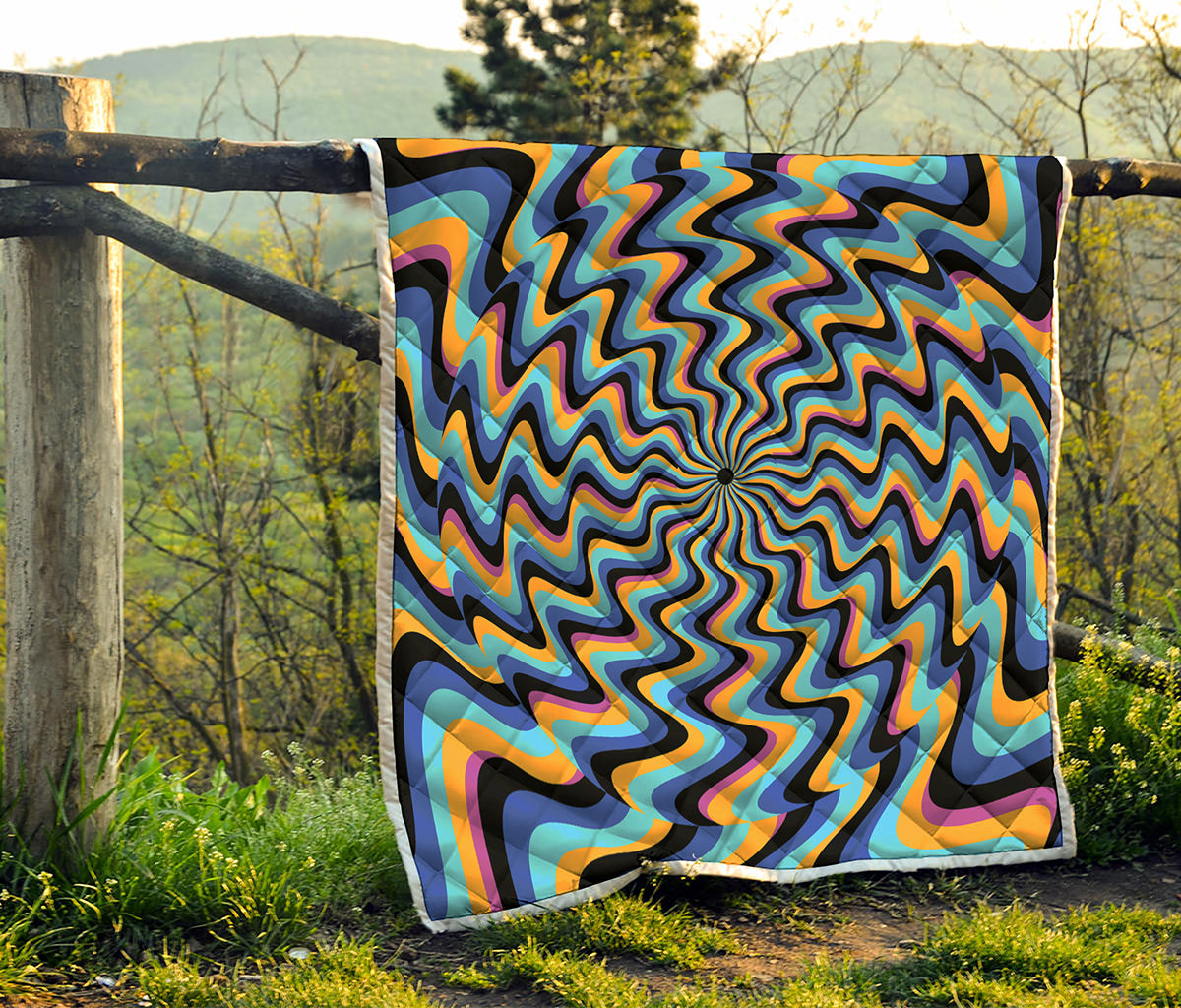 Psychedelic Illusory Motion Print Quilt