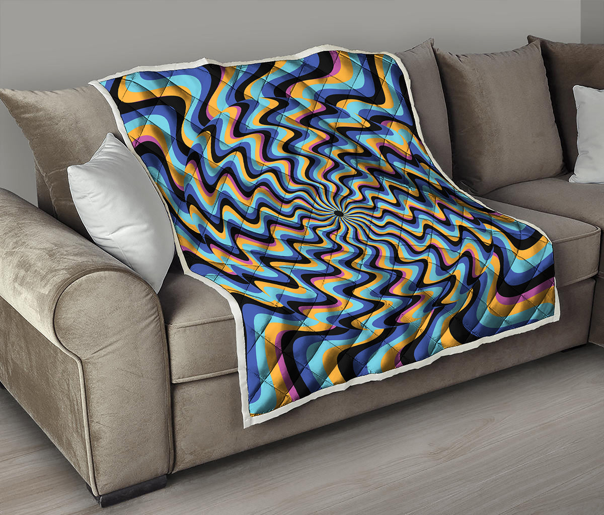 Psychedelic Illusory Motion Print Quilt