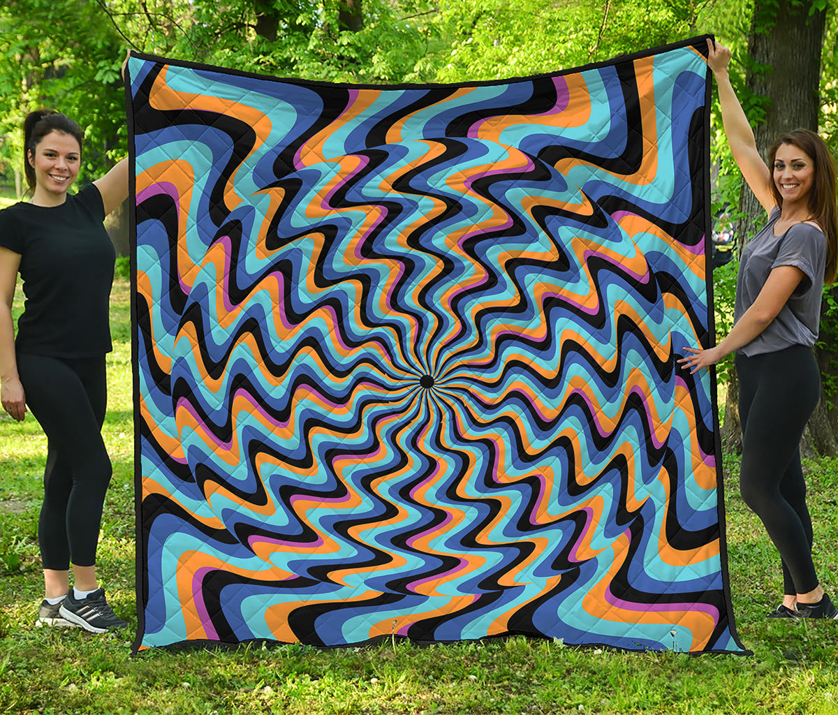 Psychedelic Illusory Motion Print Quilt