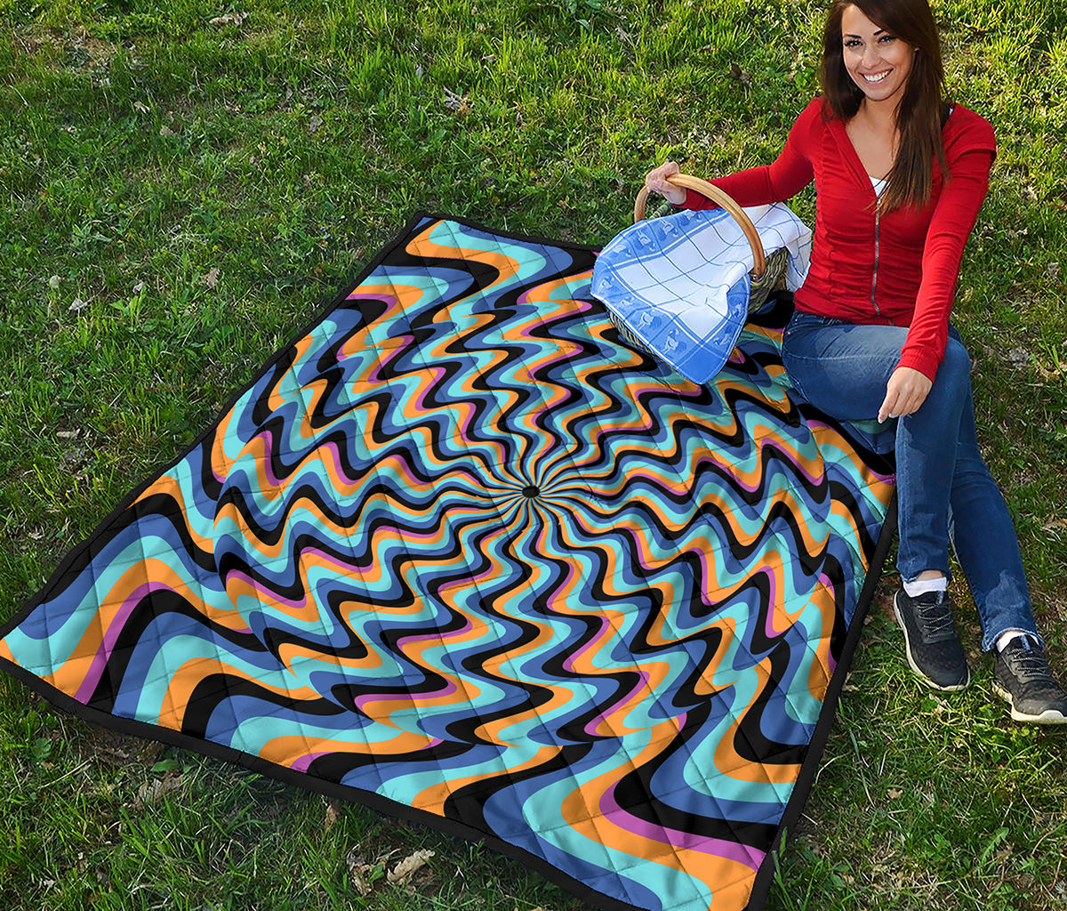 Psychedelic Illusory Motion Print Quilt