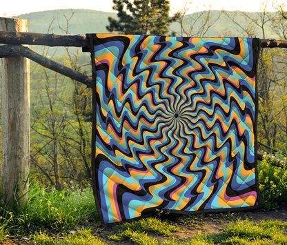 Psychedelic Illusory Motion Print Quilt
