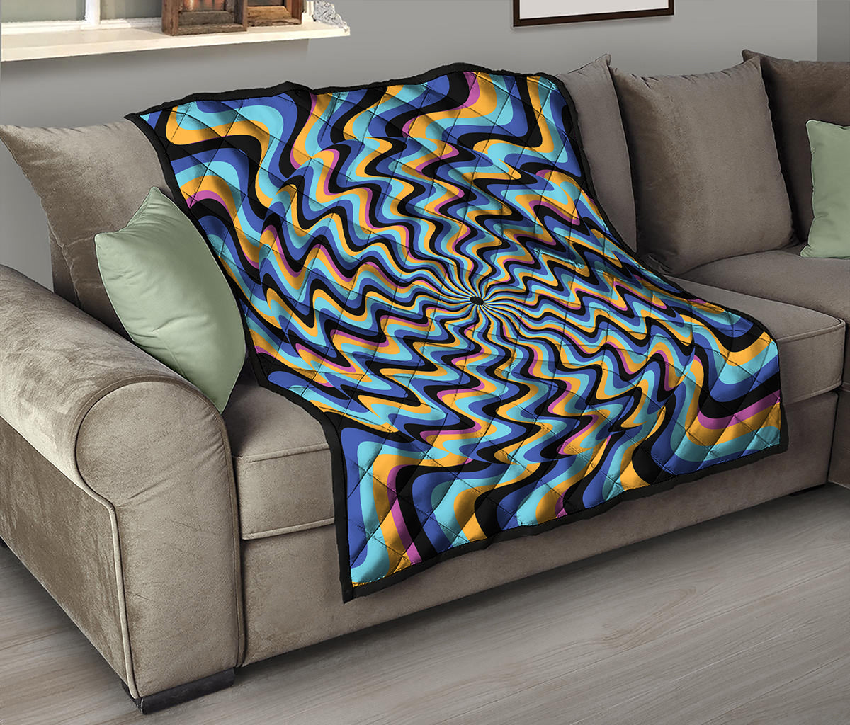 Psychedelic Illusory Motion Print Quilt