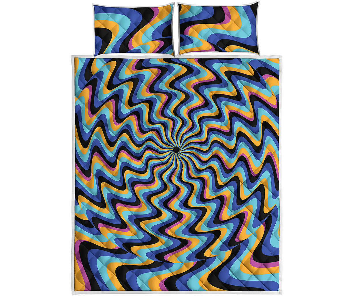 Psychedelic Illusory Motion Print Quilt Bed Set