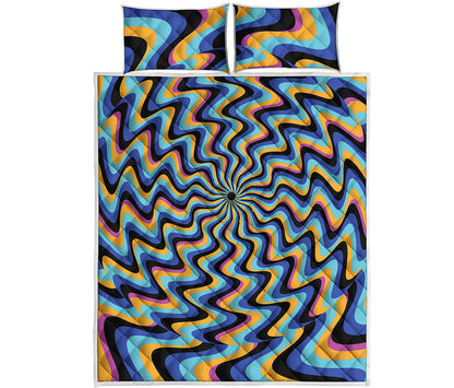 Psychedelic Illusory Motion Print Quilt Bed Set