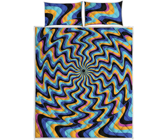 Psychedelic Illusory Motion Print Quilt Bed Set
