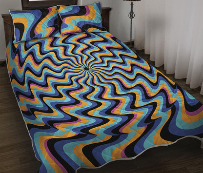 Psychedelic Illusory Motion Print Quilt Bed Set