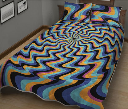 Psychedelic Illusory Motion Print Quilt Bed Set