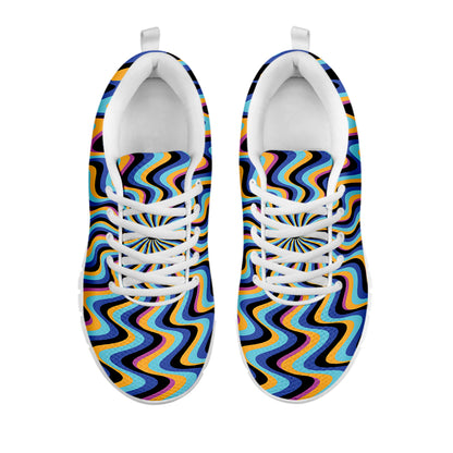 Psychedelic Illusory Motion Print White Sneakers