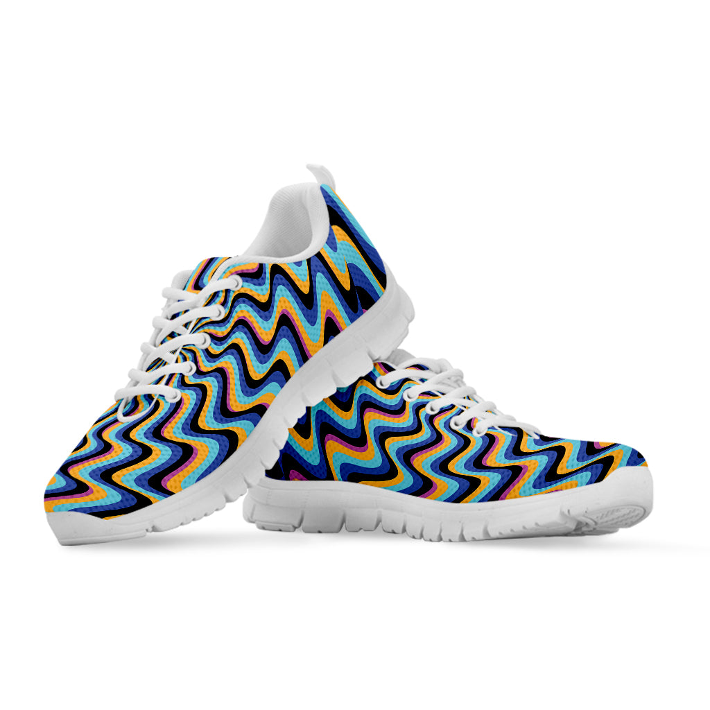 Psychedelic Illusory Motion Print White Sneakers