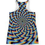 Psychedelic Illusory Motion Print Women's Racerback Tank Top