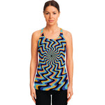 Psychedelic Illusory Motion Print Women's Racerback Tank Top