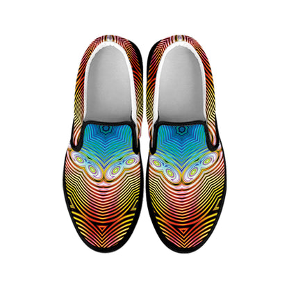 Psychedelic Kaleidoscope Print Black Slip On Shoes
