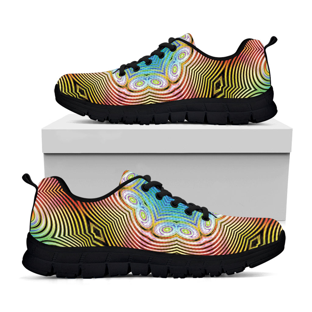 Psychedelic Kaleidoscope Print Black Sneakers